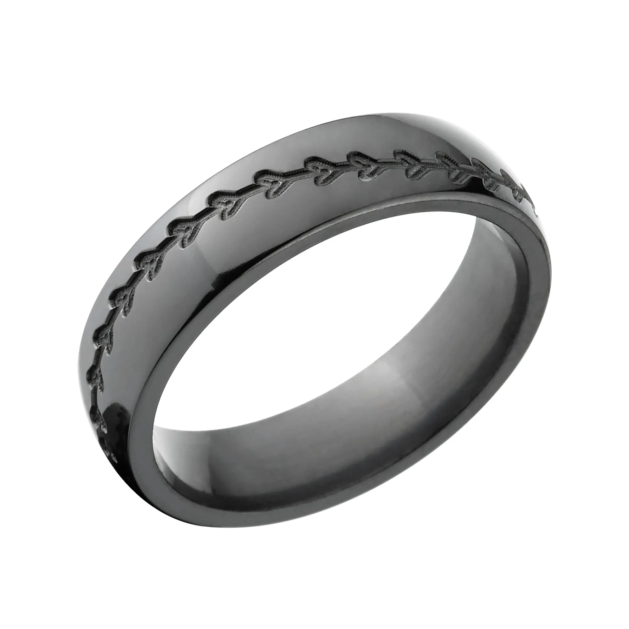 Black Zirconium Baseball Ring - 6mm Men's Ring