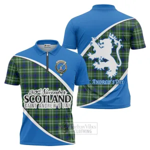 Blackadder Family Crest Tartan Zipper Polo Shirt Celebrate Saint Andrew's Day in Style