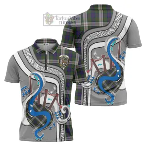 Blair Dress Tartan Zipper Polo Shirt with Epic Bagpipe Style