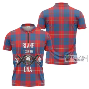 Blane Tartan Zipper Polo Shirt with Family Crest DNA In Me Style