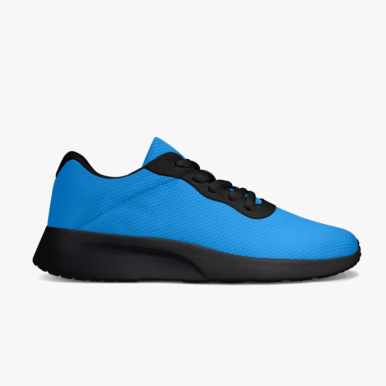 Blue Color Mesh Sneakers, Soft Solid Color Best Lifestyle Unisex Casual Designer Mesh Running Shoes With Black Soles