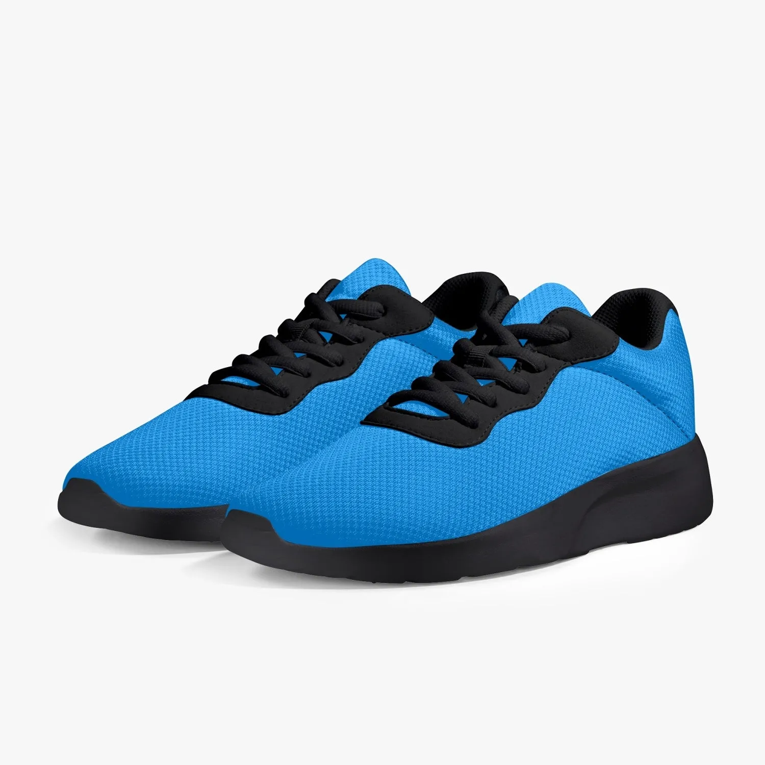 Blue Color Mesh Sneakers, Soft Solid Color Best Lifestyle Unisex Casual Designer Mesh Running Shoes With Black Soles