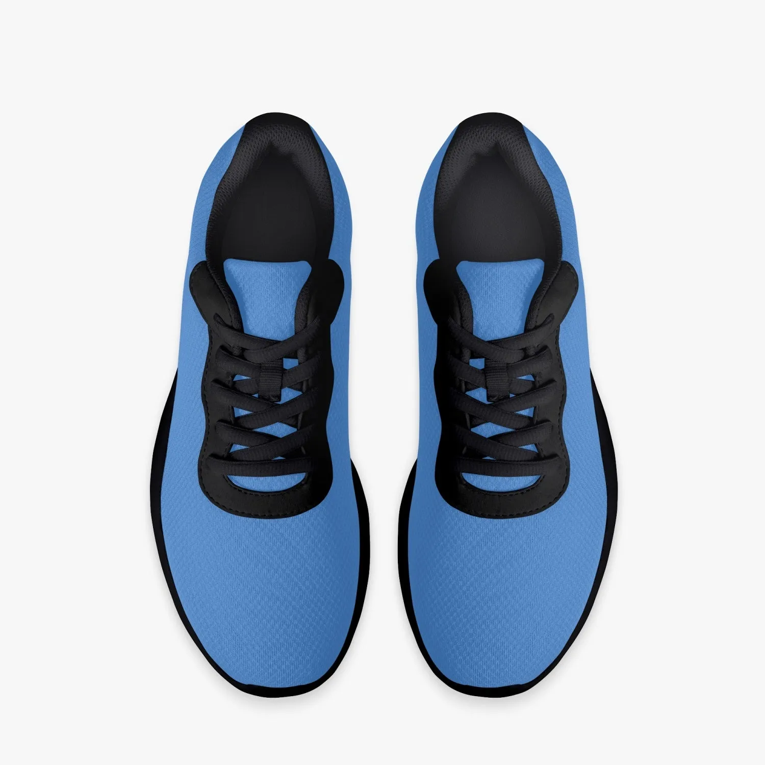 Blue Solid Color Unisex Kicks, Soft Solid Color Best Lifestyle Unisex Casual Designer Mesh Running Shoes With Black Soles