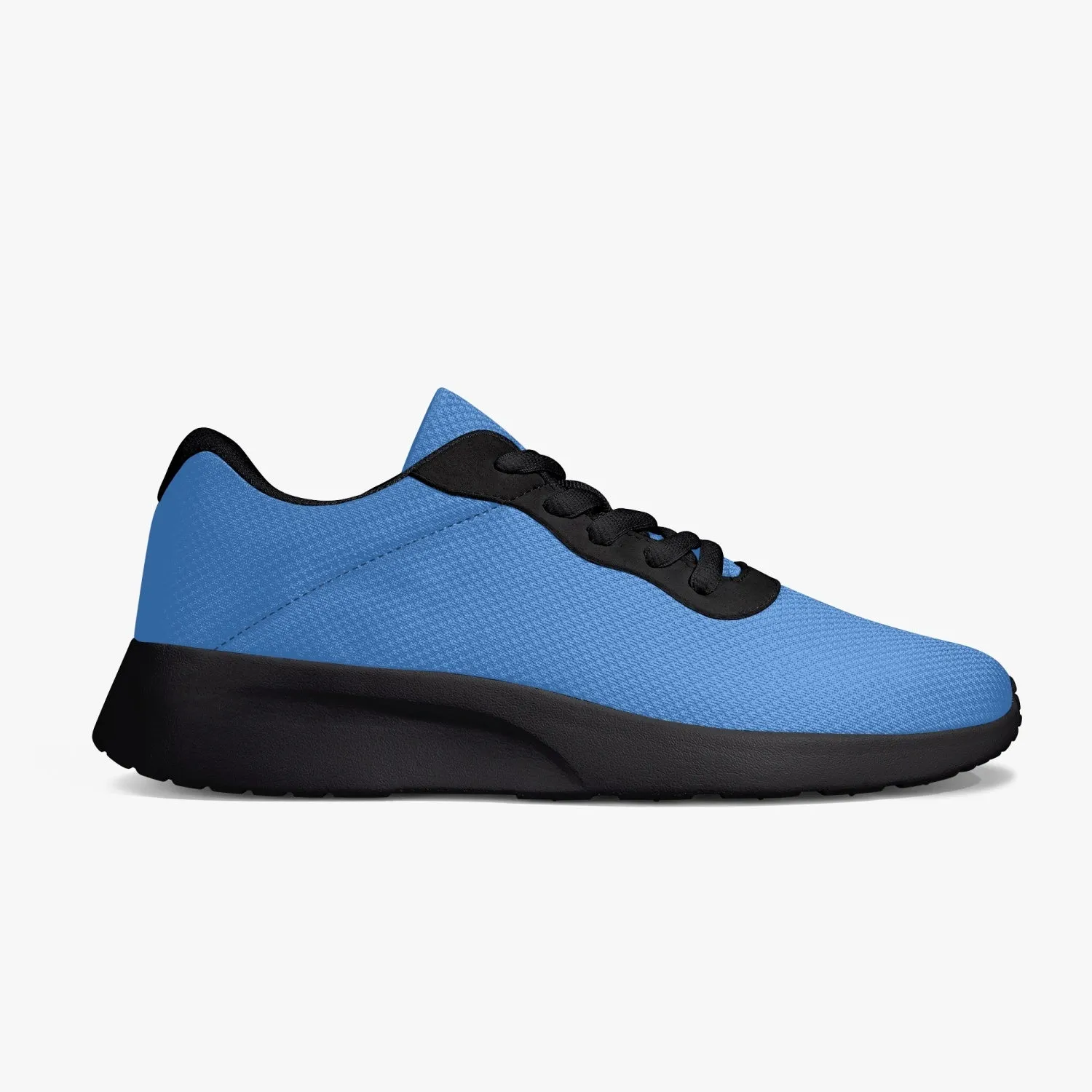 Blue Solid Color Unisex Kicks, Soft Solid Color Best Lifestyle Unisex Casual Designer Mesh Running Shoes With Black Soles