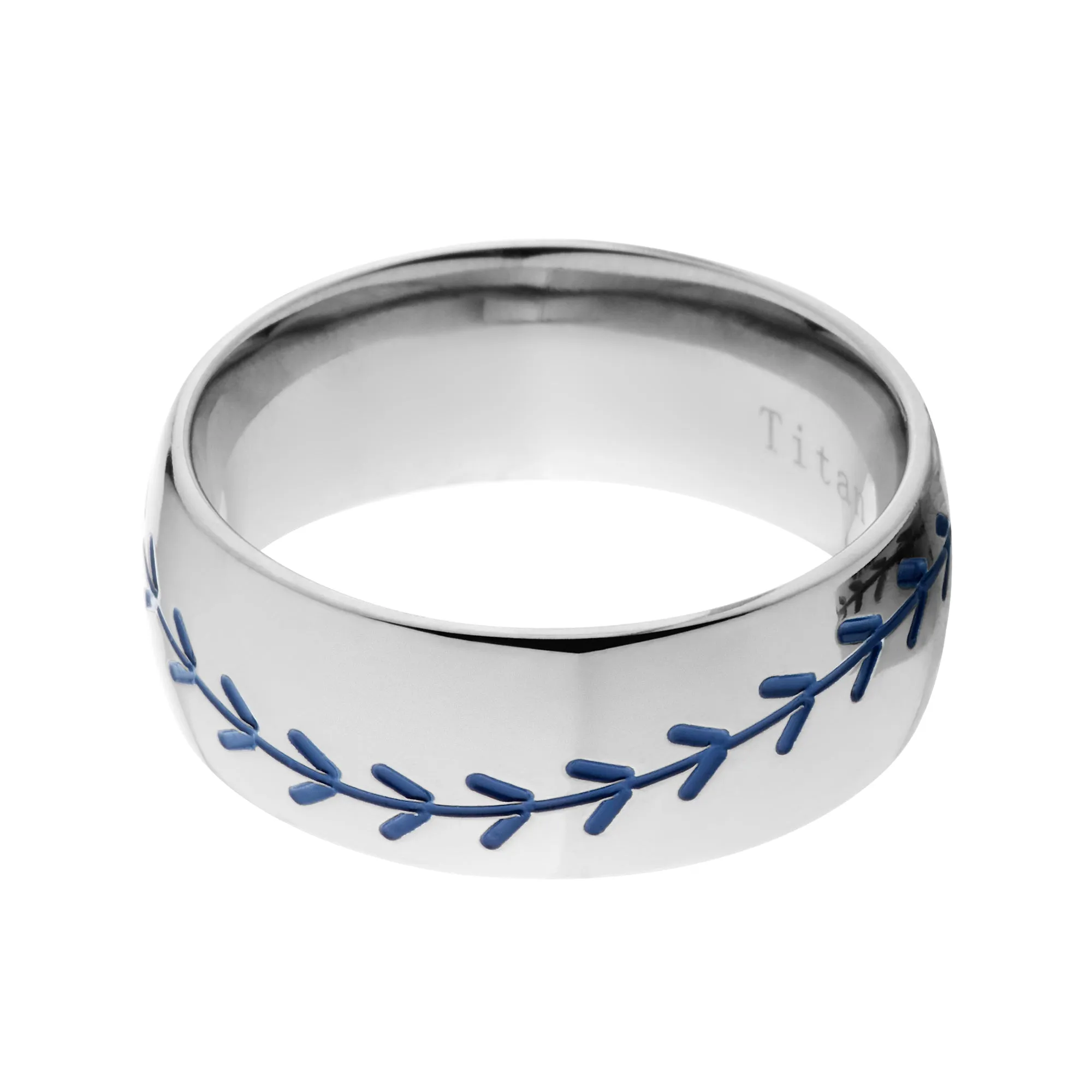 Blue Stitch Baseball Ring - Men's Wedding Band