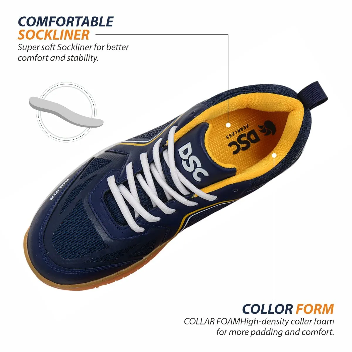 Bolstr Badminton Shoes (Navy/Yellow)