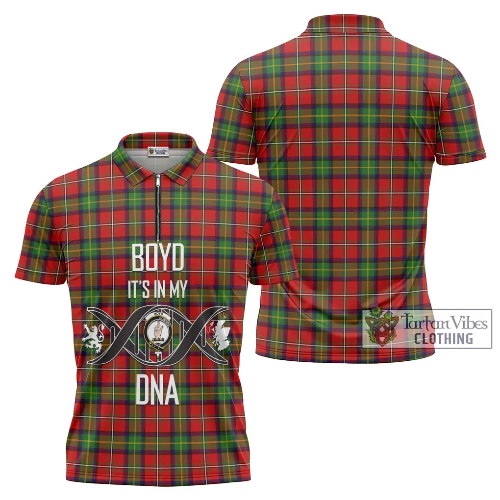 Boyd Tartan Zipper Polo Shirt with Family Crest DNA In Me Style