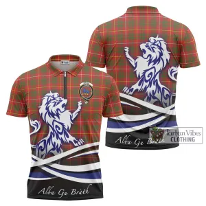 Bruce Modern Tartan Zipper Polo Shirt with Alba Gu Brath Regal Lion Emblem