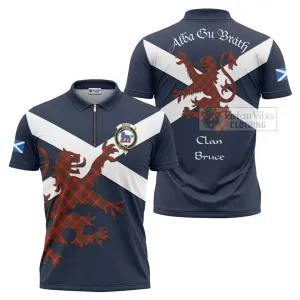 Bruce Tartan Lion Rampant Zipper Polo Shirt Proudly Display Your Heritage with Alba Gu Brath and Clan Name