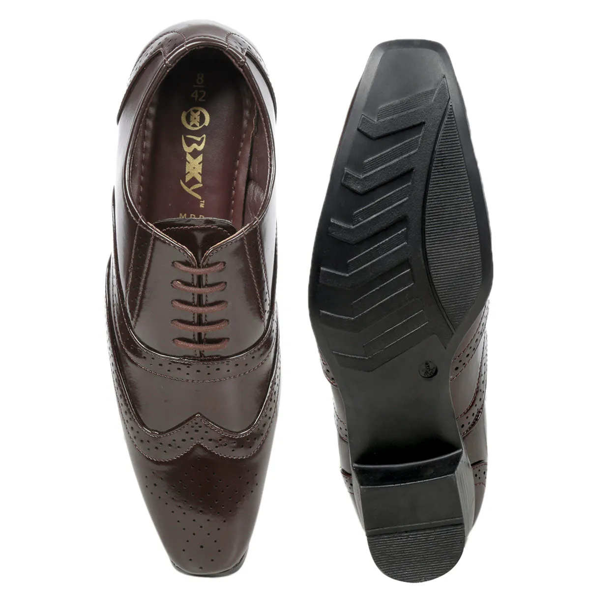 BXXY Height Increasing Party Wear Brogue Oxford Shoes