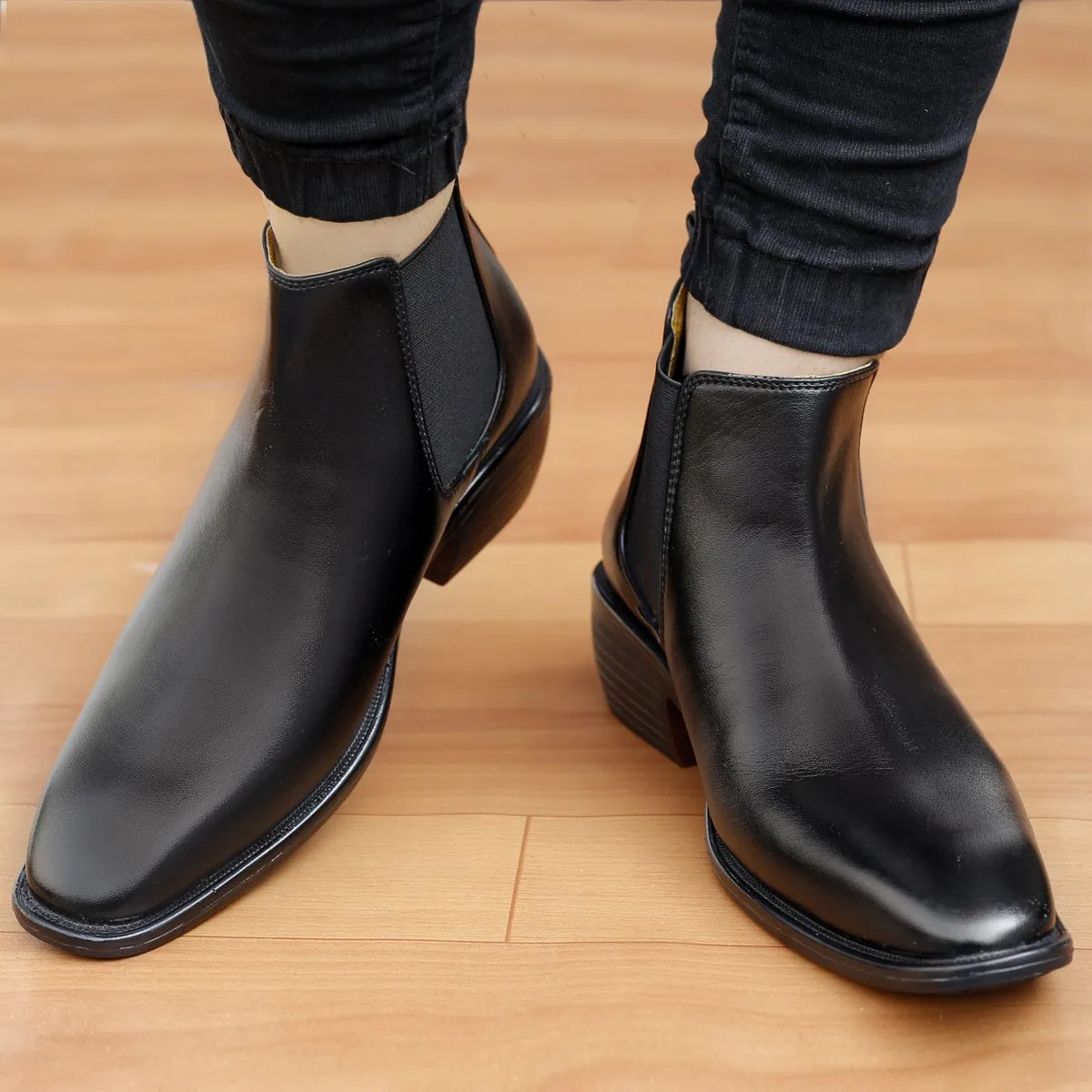 Bxxy's Hidden Height Vegan Leather Ultra Stylish Comfortable Slip-on Chelsea Boots for Men