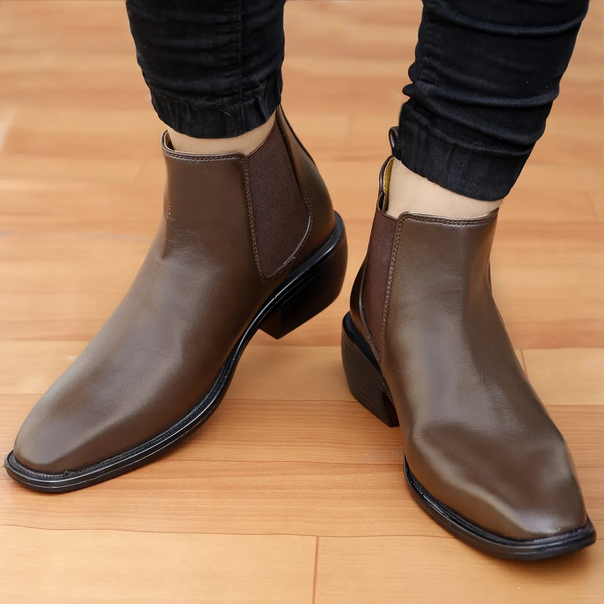 Bxxy's Hidden Height Vegan Leather Ultra Stylish Comfortable Slip-on Chelsea Boots for Men