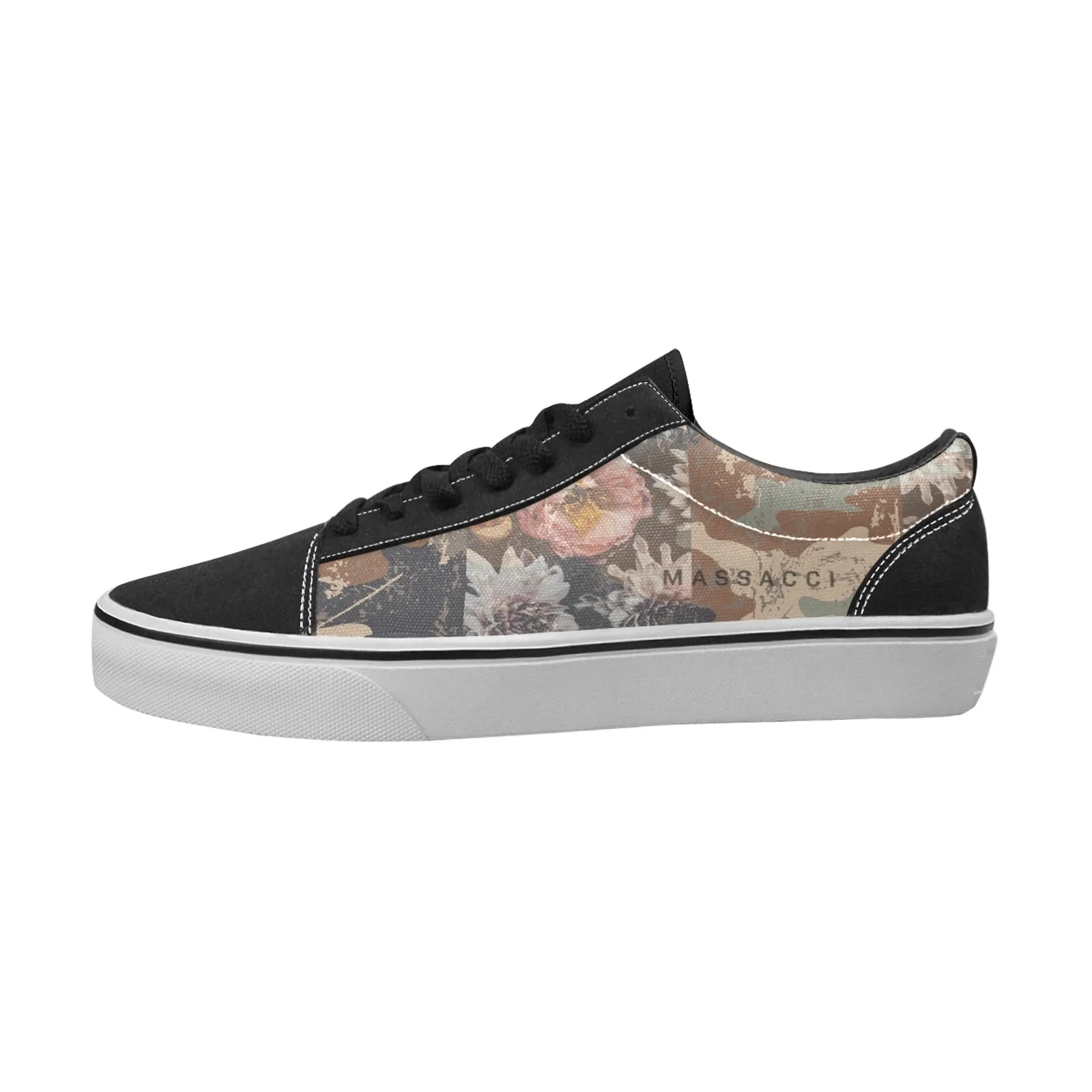 Camo Flowers, Women's Lace-Up Canvas Sneakers