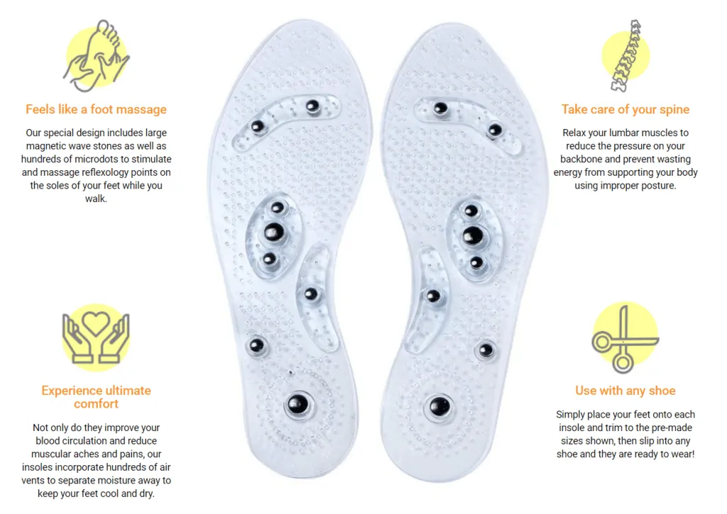 Chinese therapy anti-odor breathable magnet health care massage silicon insoles magnet