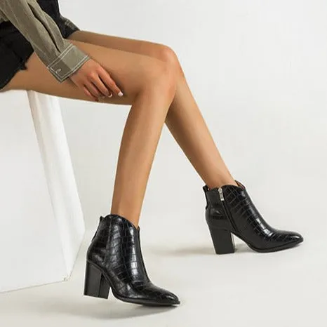 Chunky Heeled Short Boots