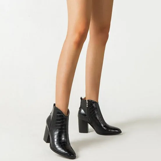 Chunky Heeled Short Boots