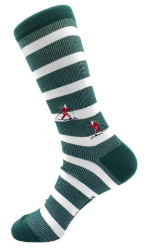 Cross Country Christmas Skiing Themed Men's Crew Sock