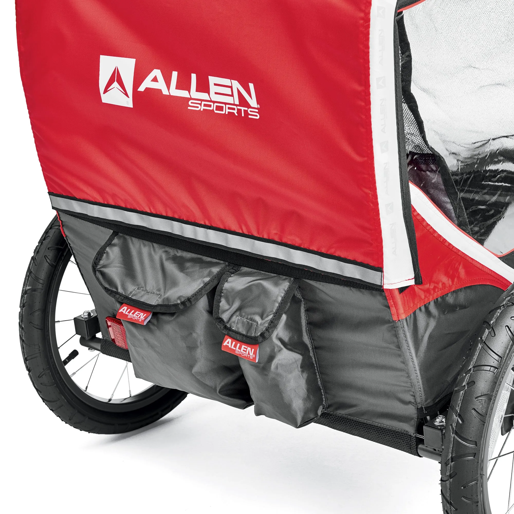 Deluxe Steel 2-Child Bicycle Trailer w/ Removable Bug and Rain Shield, Red