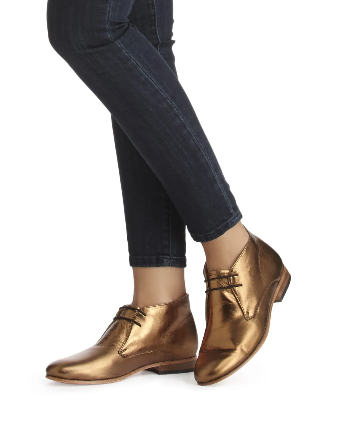 Dieppa Restrepo Lupe Flat Ankle Boot |  Leather Bronze Metallic - FINAL SALE