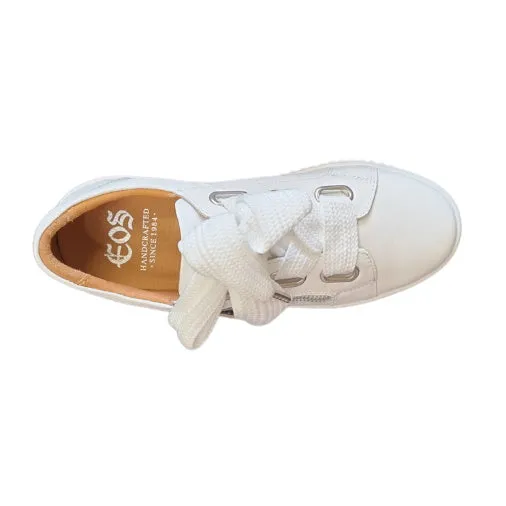 EOS Jovi Leather Trainer White Lace Up with Zip