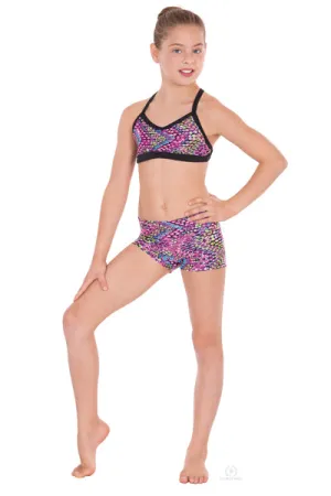 Eurotard 54887C Girls Dizzy Dots Metallic Foil Lined Sports Bra