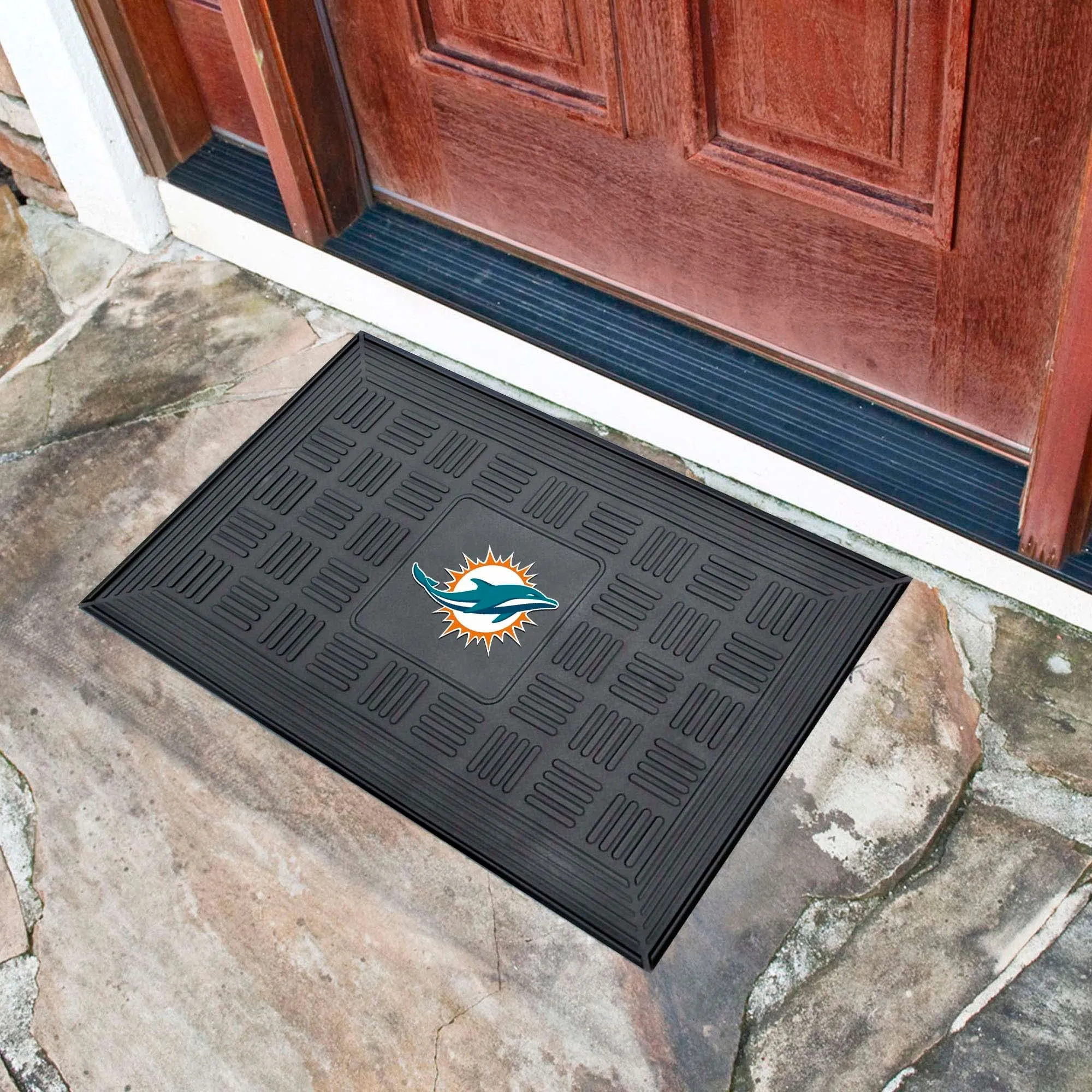 Fanmats Miami Dolphins Heavy Duty Vinyl Medallion Door Mat - 19.5" x 31"