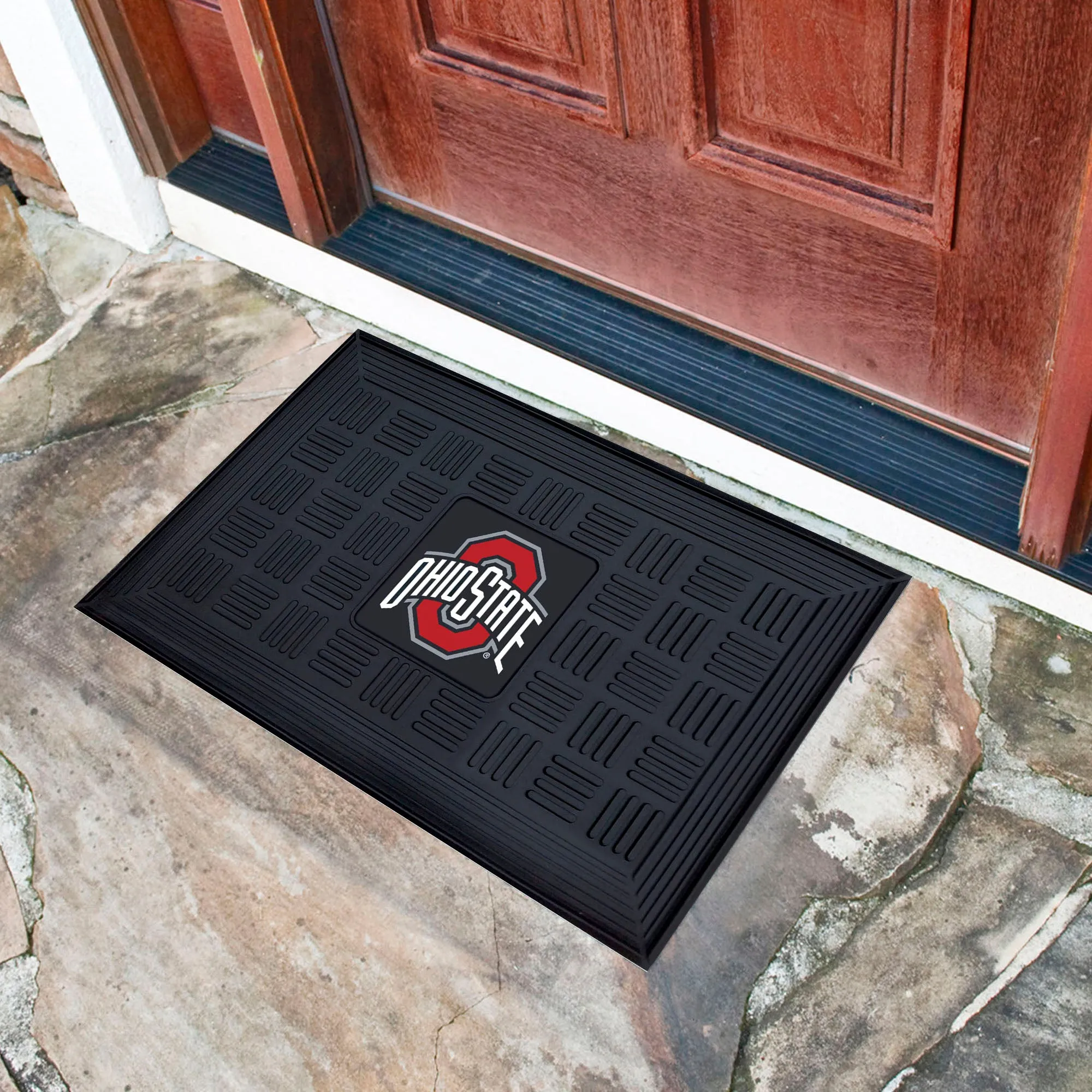 Fanmats Ohio State Buckeyes Heavy Duty Vinyl Medallion Door Mat - 19.5" x 31"