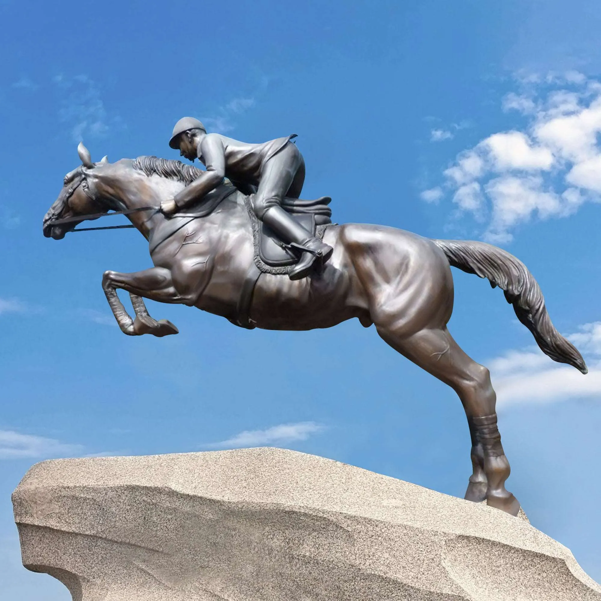 FINEST Outdoor Bronze Equestrian Jumping Statue FB-051