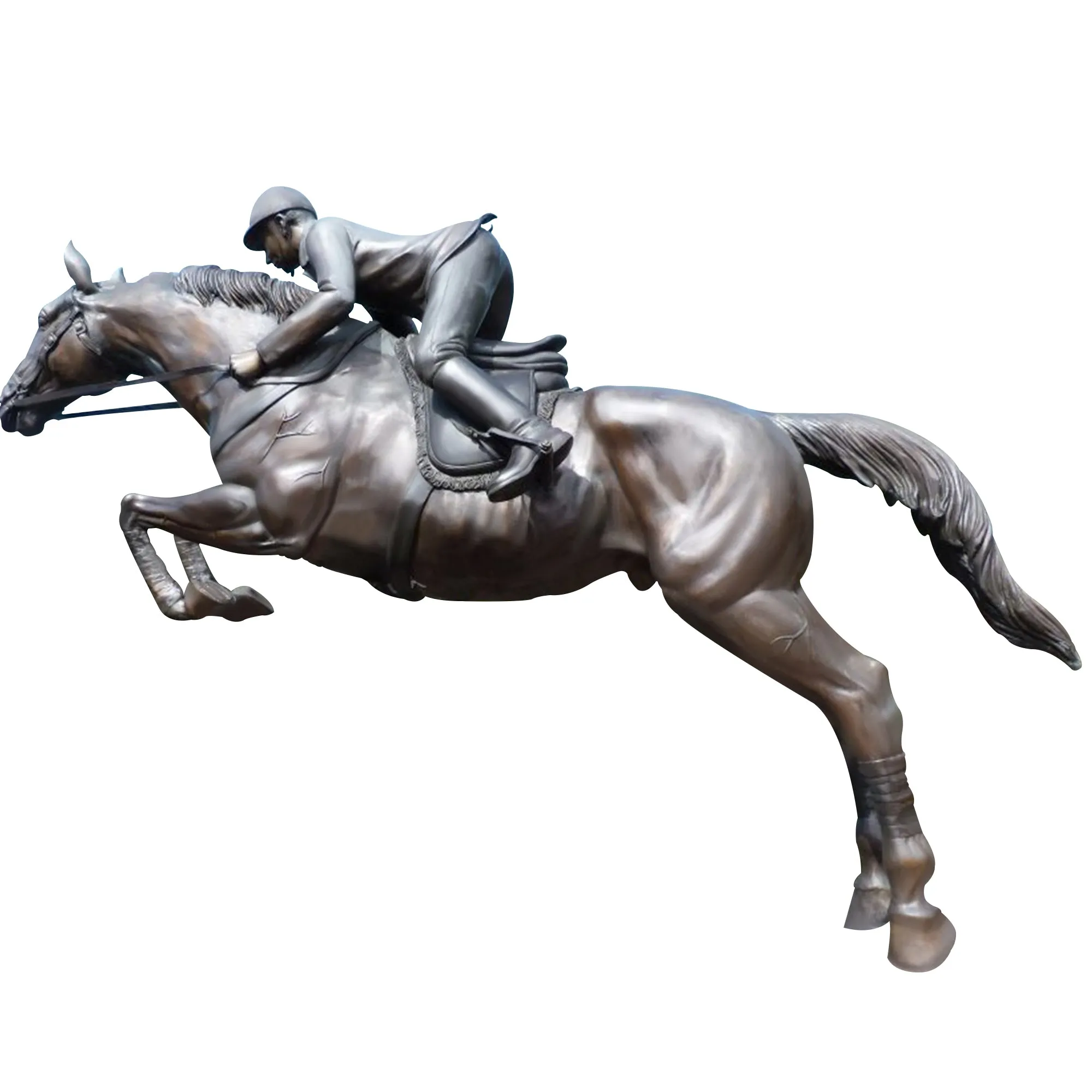 FINEST Outdoor Bronze Equestrian Jumping Statue FB-051