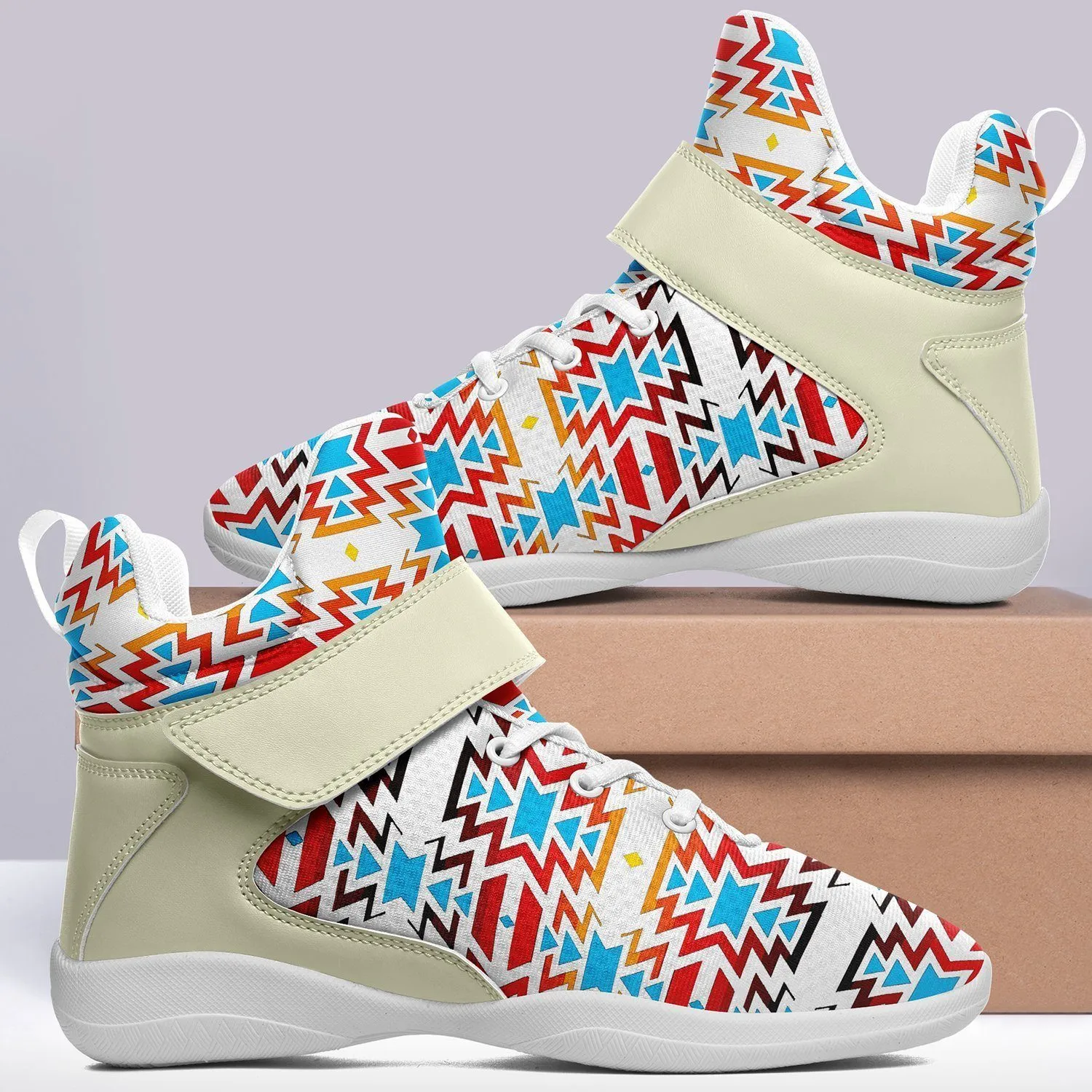 Fire Colors and Sky Ipottaa Basketball / Sport High Top Shoes - White Sole