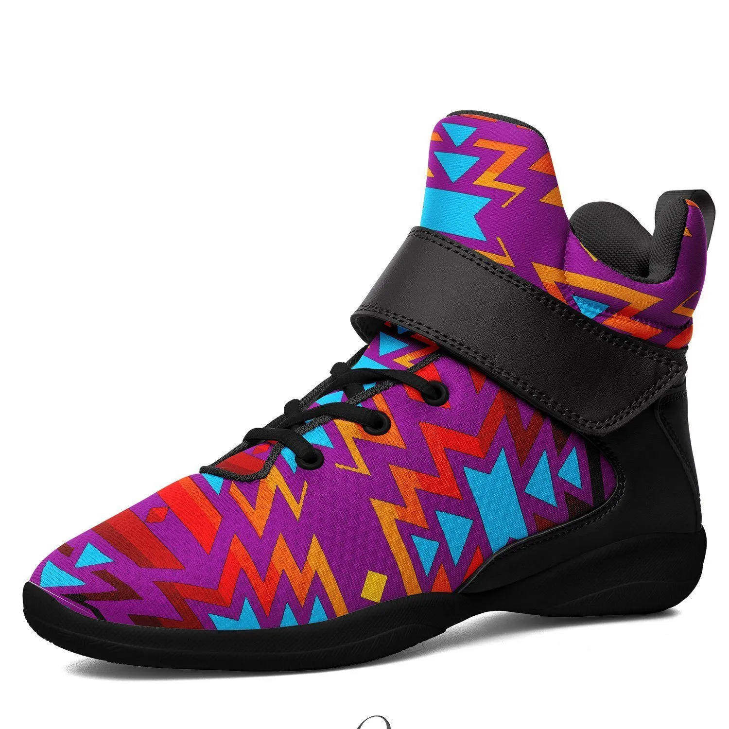 Fire Colors and Turquoise Purple Ipottaa Basketball / Sport High Top Shoes - Black Sole