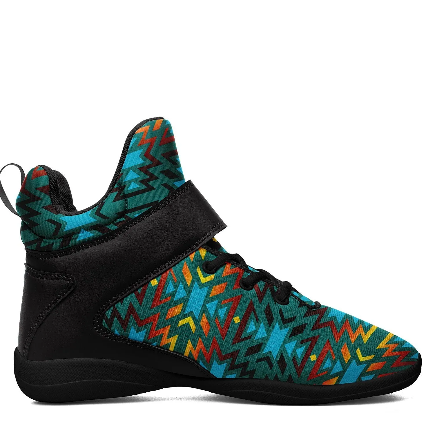 Fire Colors and Turquoise Teal Ipottaa Basketball / Sport High Top Shoes