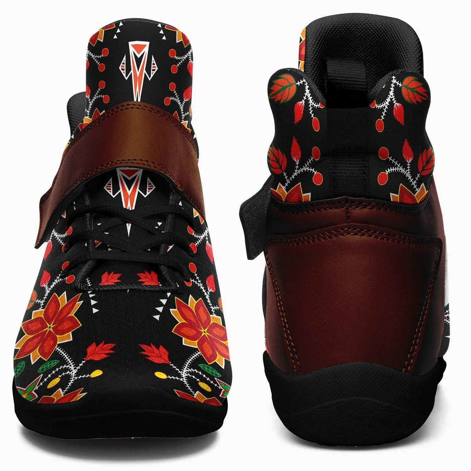 Floral Beadwork Six Bands Ipottaa Basketball / Sport High Top Shoes - Black Sole