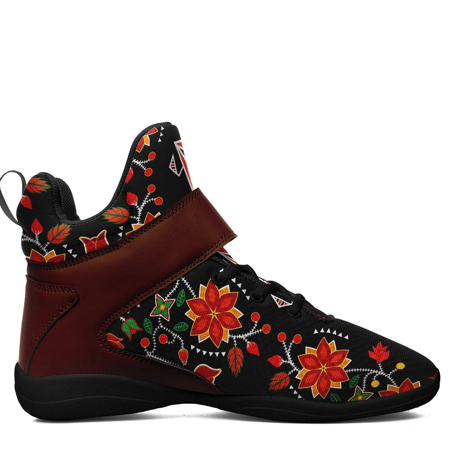 Floral Beadwork Six Bands Ipottaa Basketball / Sport High Top Shoes - Black Sole