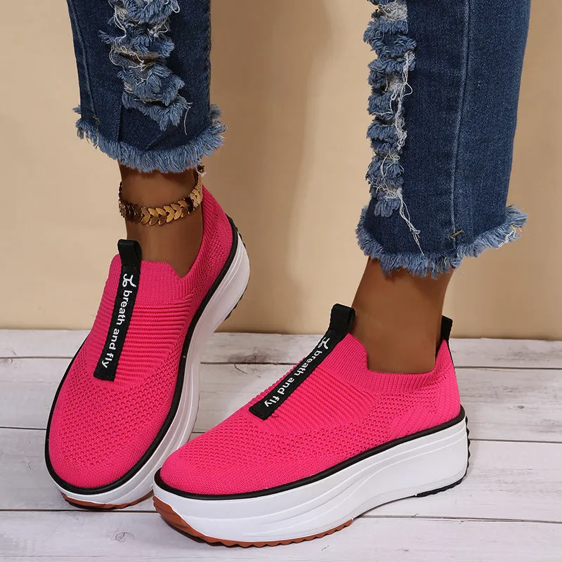 Flying Woven Women's Lace Up Fashion Trend Sports Shoes