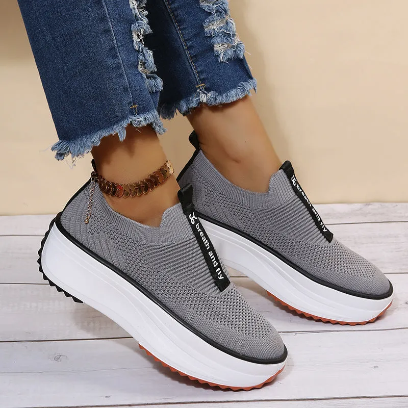 Flying Woven Women's Lace Up Fashion Trend Sports Shoes