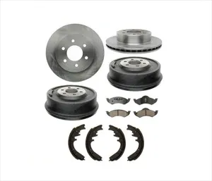 Front Rotors & Ceramic Brake Pads & Rear Drums & Shoes for 00-02 Dodge Durango