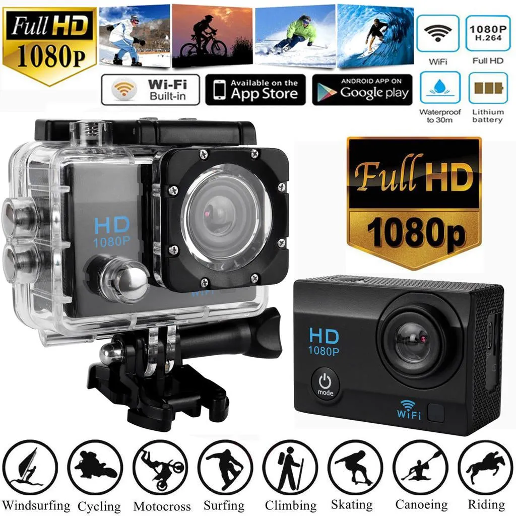 Full HD 1080P Sports Action Camera 2.0 Inch LCD Camcorder Underwater 30m/98ft Waterproof Sports and Action Camera