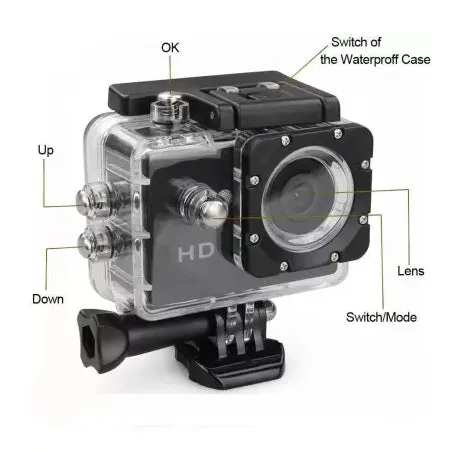 Full HD 1080P Sports Action Camera 2.0 Inch LCD Camcorder Underwater 30m/98ft Waterproof Sports and Action Camera