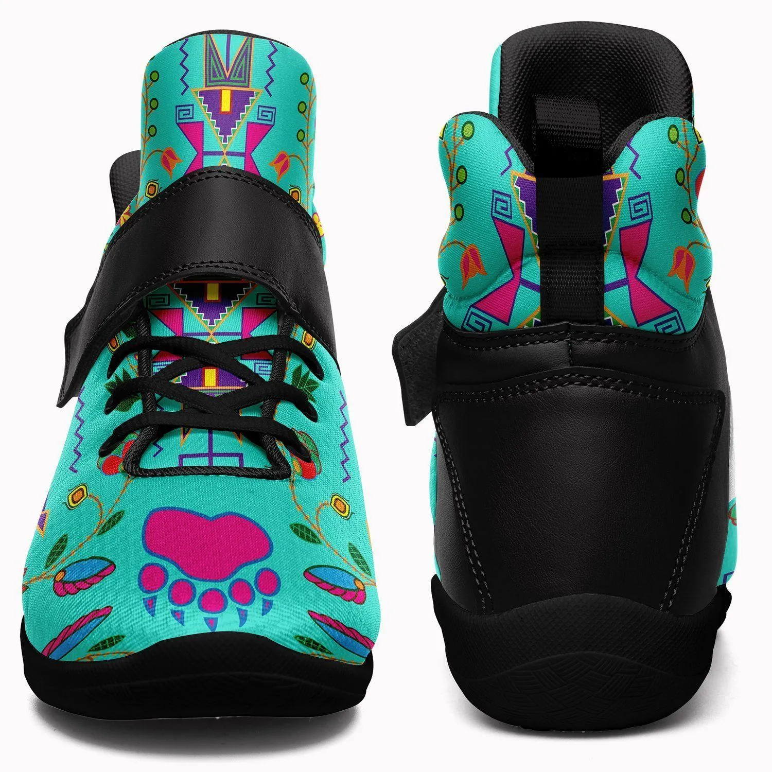 Geometric Floral Fall Sky Ipottaa Basketball / Sport High Top Shoes - Black Sole