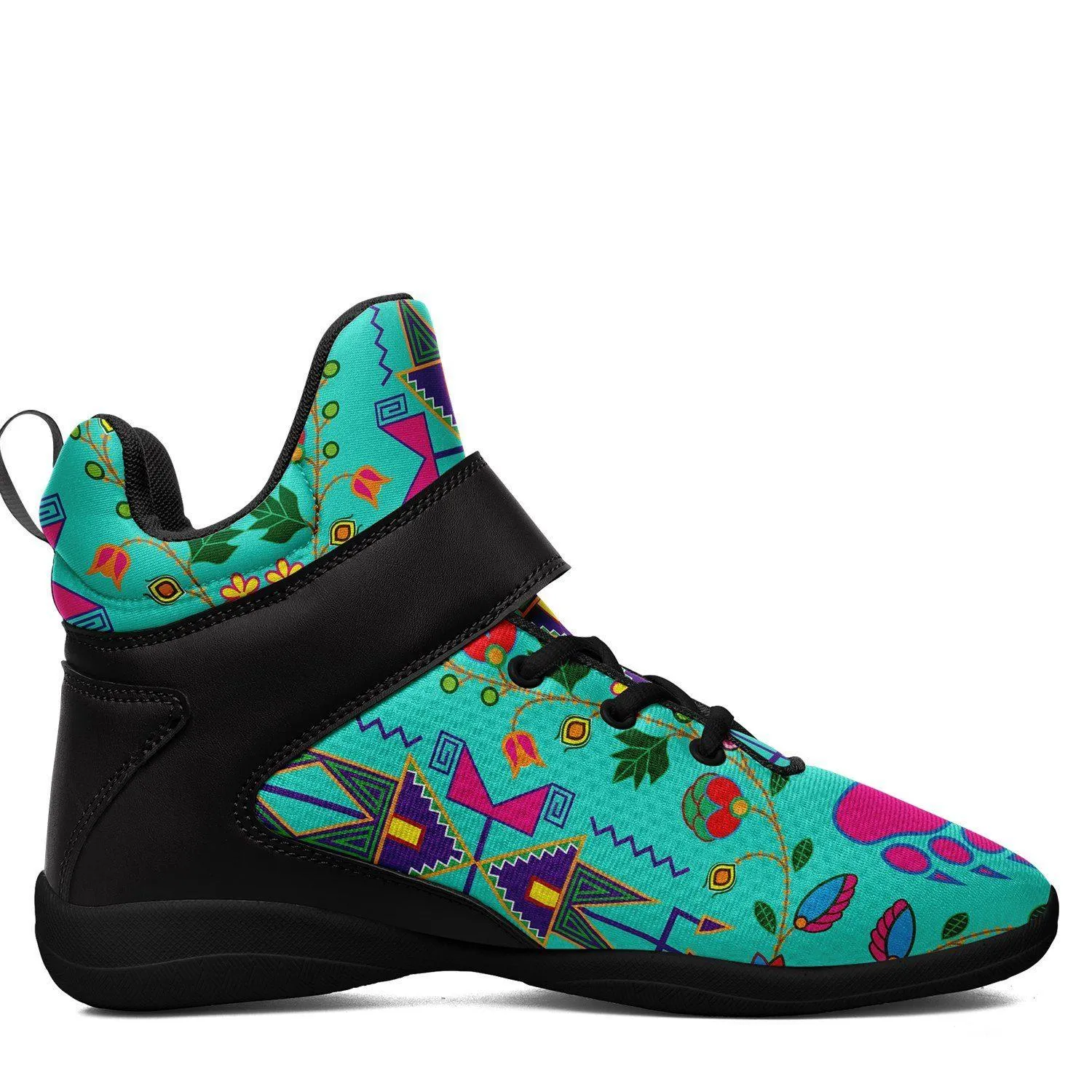 Geometric Floral Fall Sky Ipottaa Basketball / Sport High Top Shoes - Black Sole