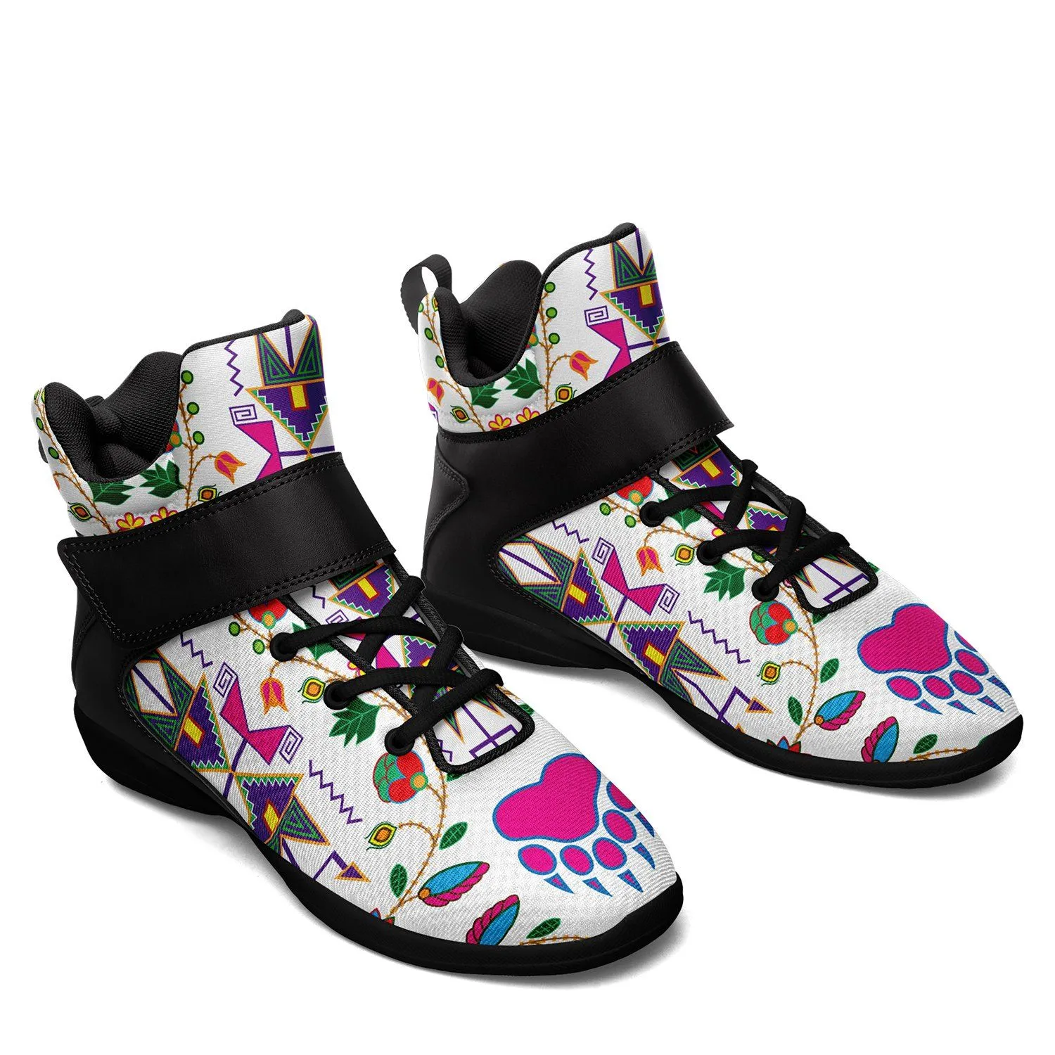 Geometric Floral Fall White Ipottaa Basketball / Sport High Top Shoes