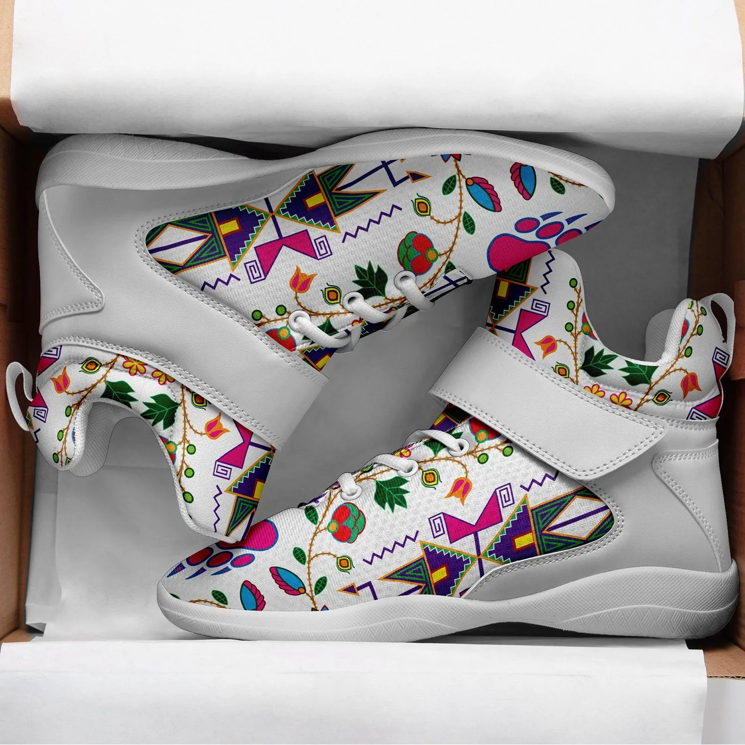 Geometric Floral Fall White Ipottaa Basketball / Sport High Top Shoes