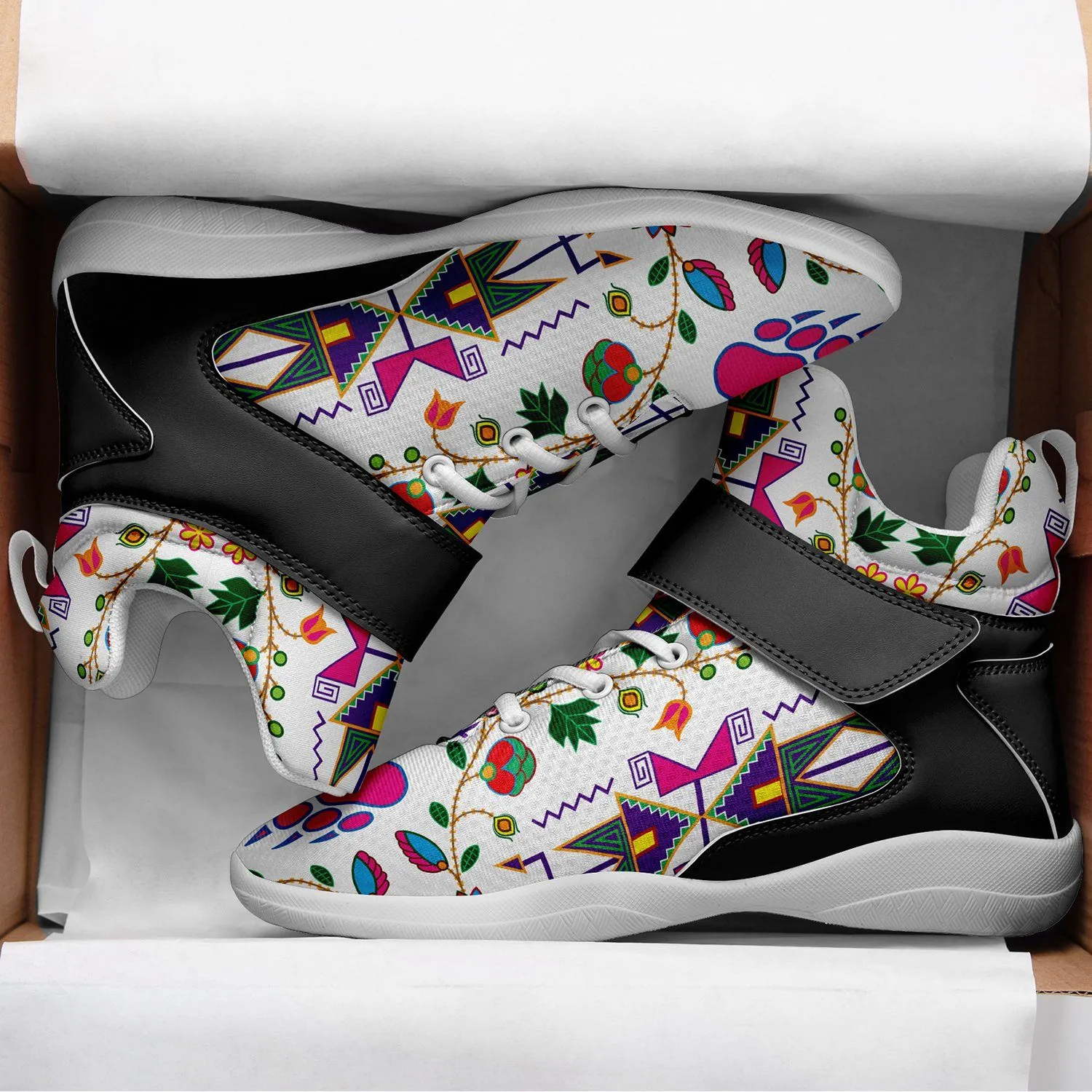 Geometric Floral Fall White Ipottaa Basketball / Sport High Top Shoes