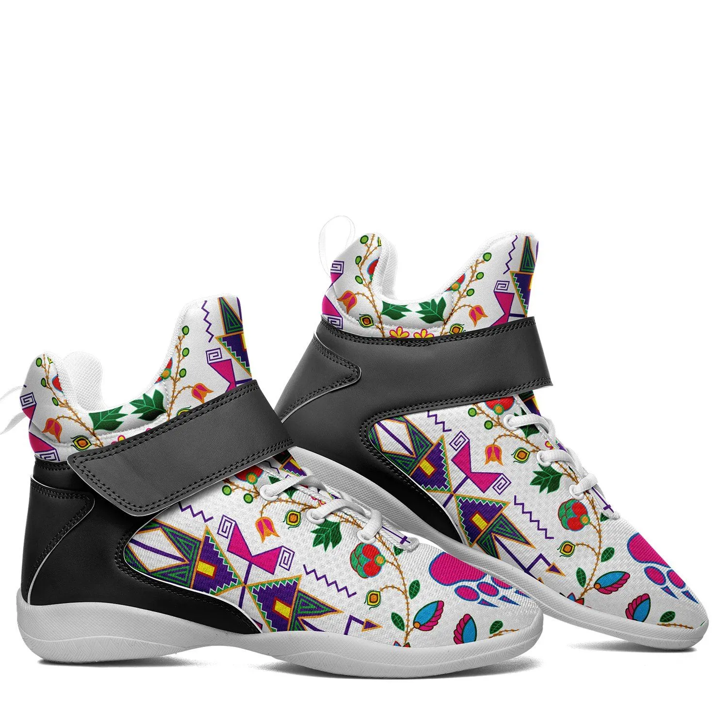 Geometric Floral Fall White Ipottaa Basketball / Sport High Top Shoes