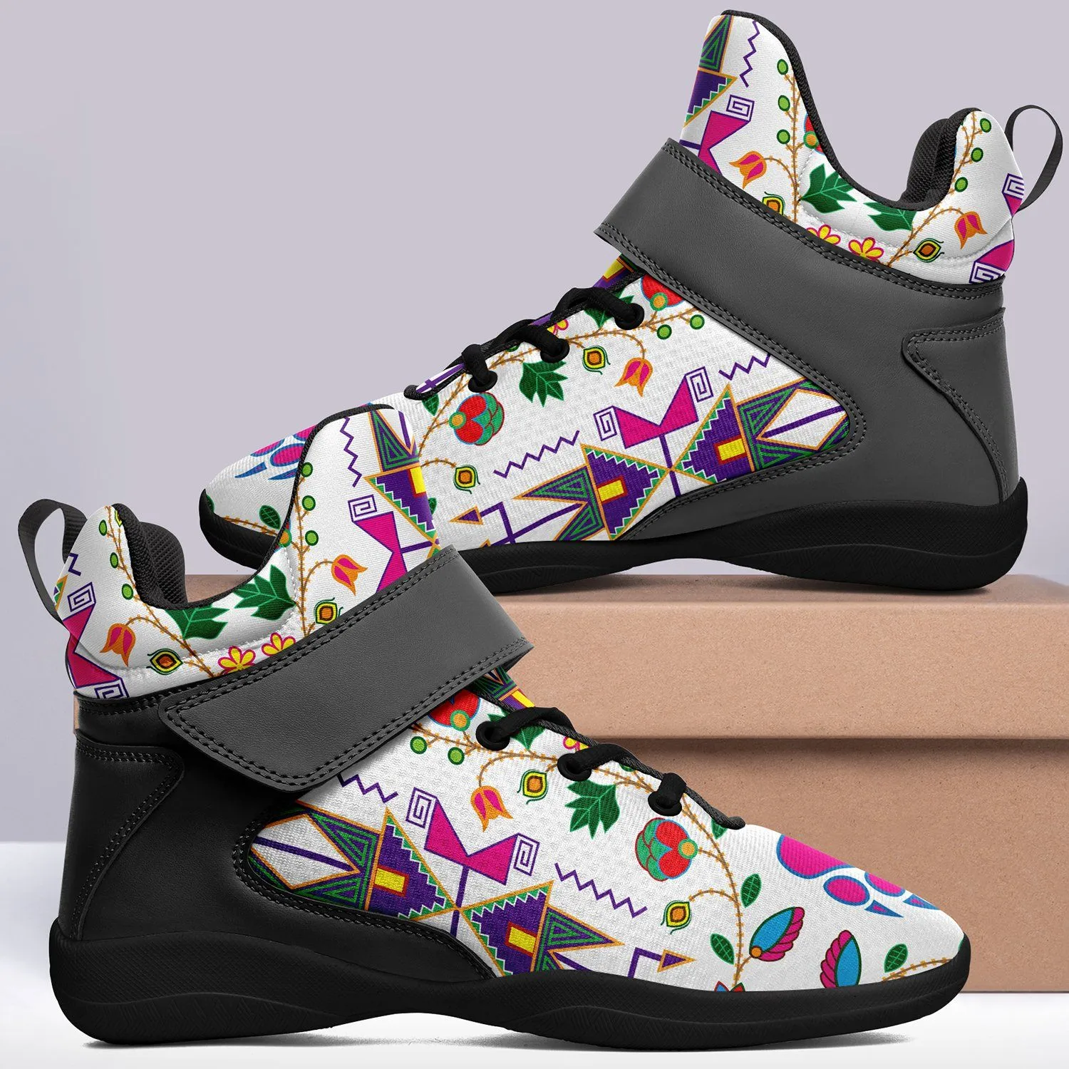 Geometric Floral Fall White Ipottaa Basketball / Sport High Top Shoes