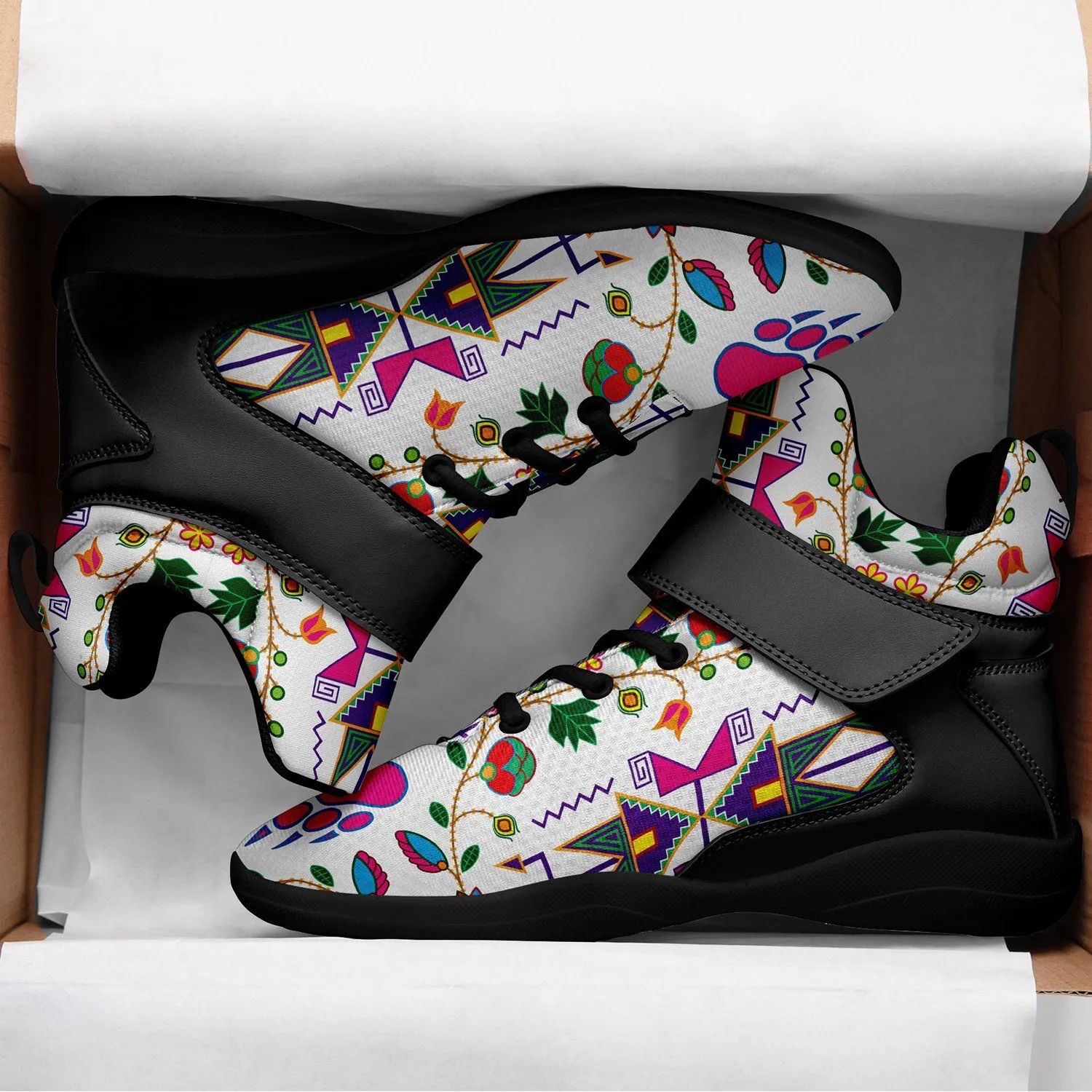 Geometric Floral Fall White Ipottaa Basketball / Sport High Top Shoes