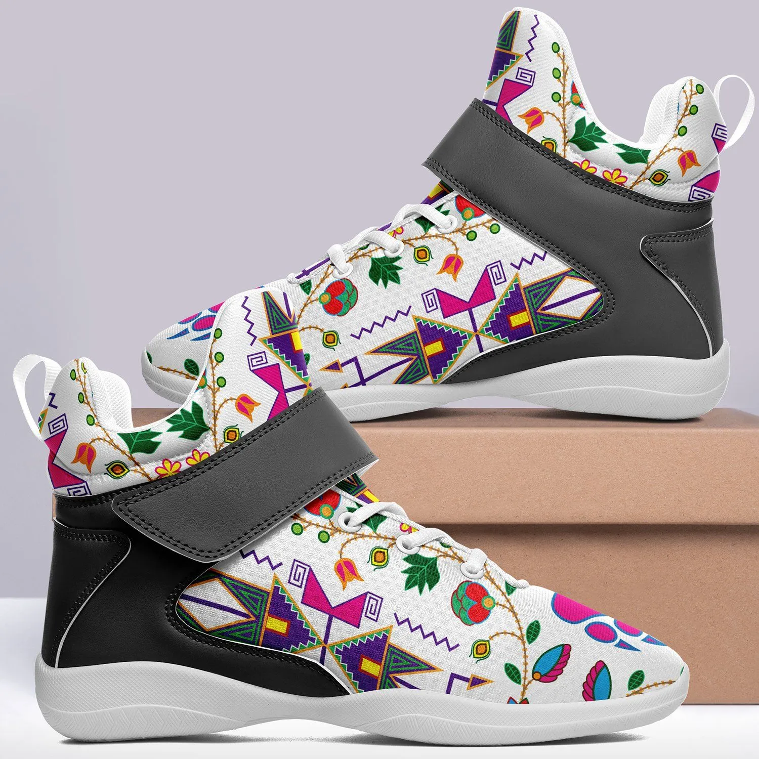 Geometric Floral Fall White Ipottaa Basketball / Sport High Top Shoes