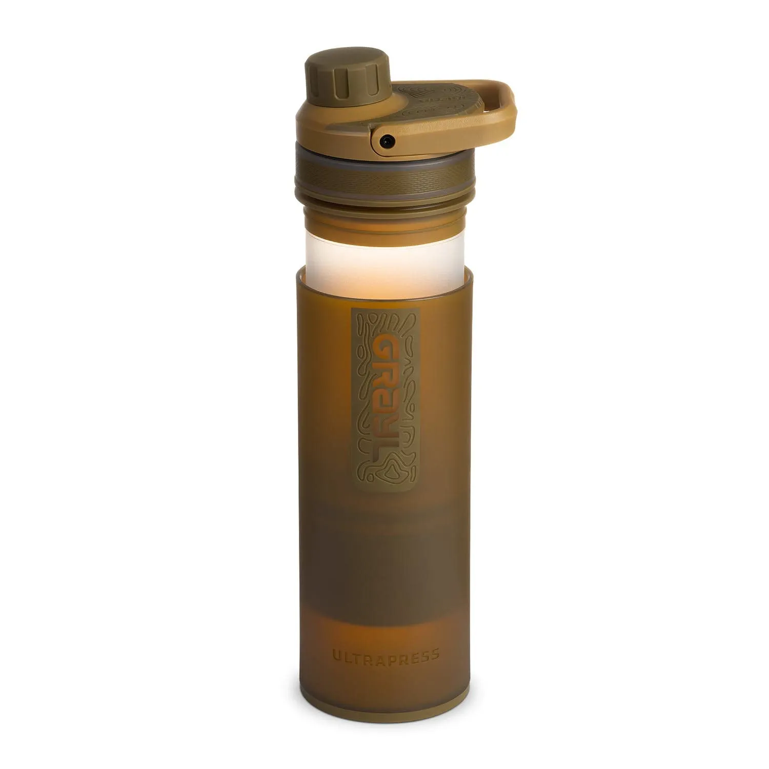 GRAYL UltraPress 16.9 oz Water Purifier & Filter Bottle for Hiking, Backpacking, Survival, Travel (Coyote Brown)