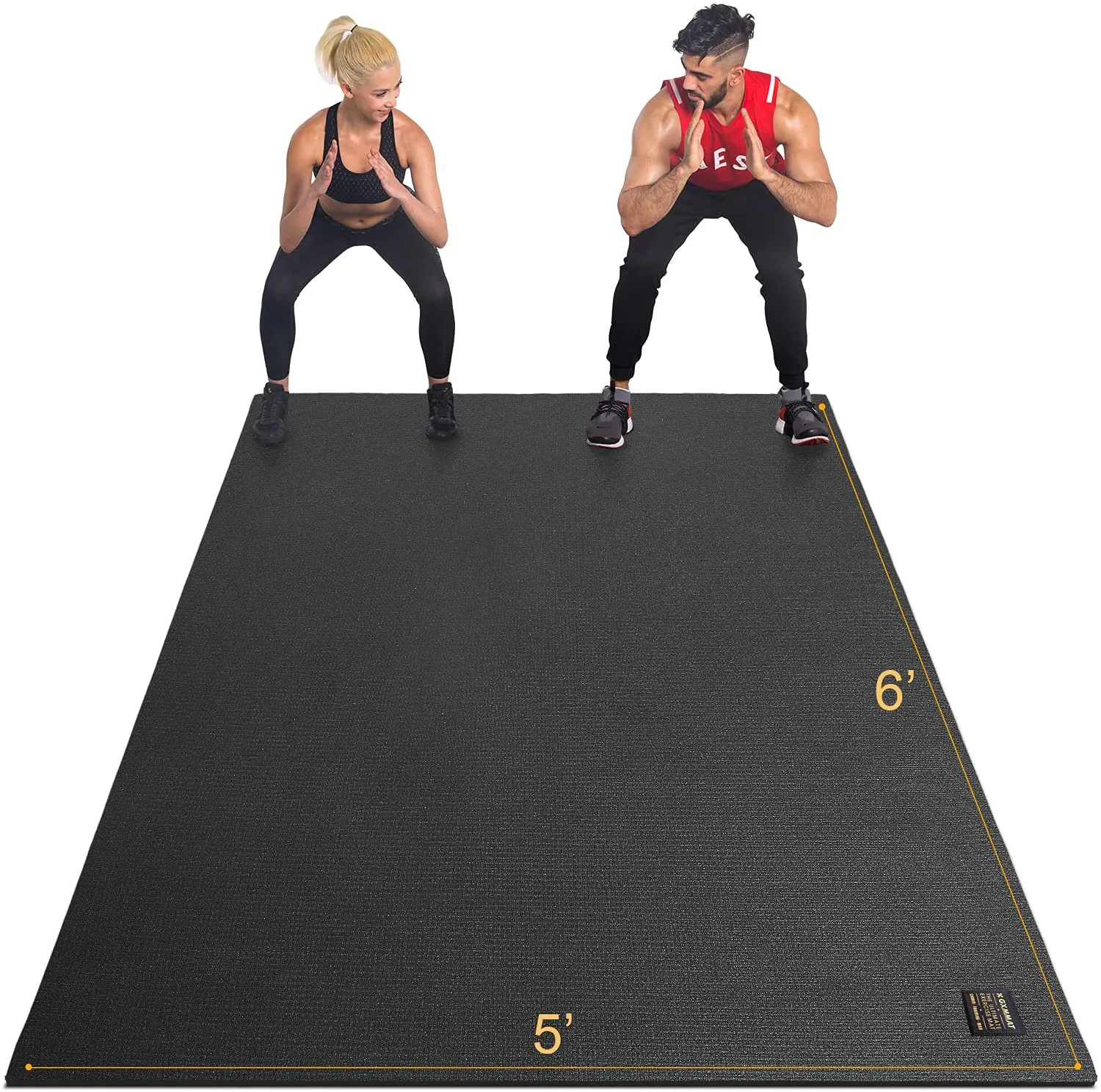 GXMMAT Large Exercise Mat 6'x5'x7mm, Non-Slip Workout Mats for Home Gym Flooring, Extra Wide and Thick Durable Cardio Mat, High Density, Shoe Friendly, Great for Plyo, MMA, Jump Rope, Stretch, Fitness